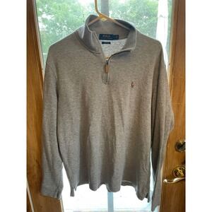 Polo Ralph Lauren Estate Rib Quarter Zip‎ Pullover Sweater Gray Large